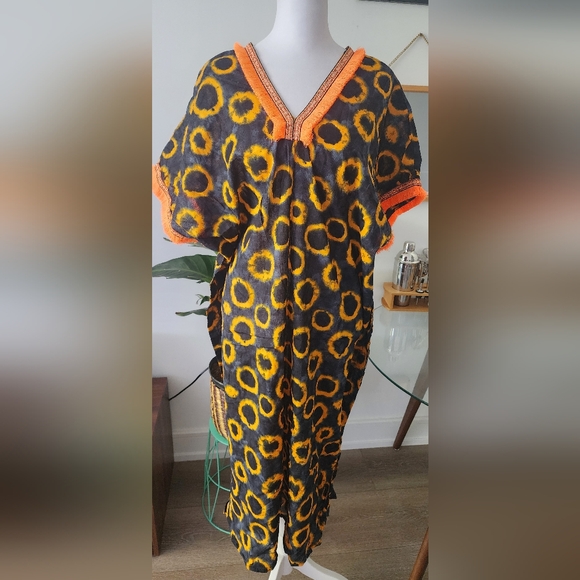 Cotton Oversize Kaftan, Slip on, Cover up - Picture 4 of 12